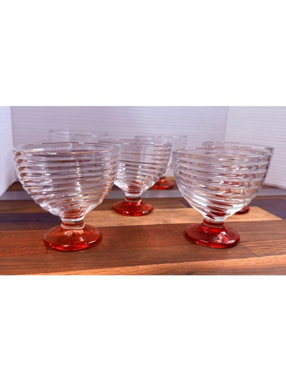 Lot of 6 Vintage Anchor Hocking Manhattan Park Avenue Ribbed Swirl Dessert Bowl